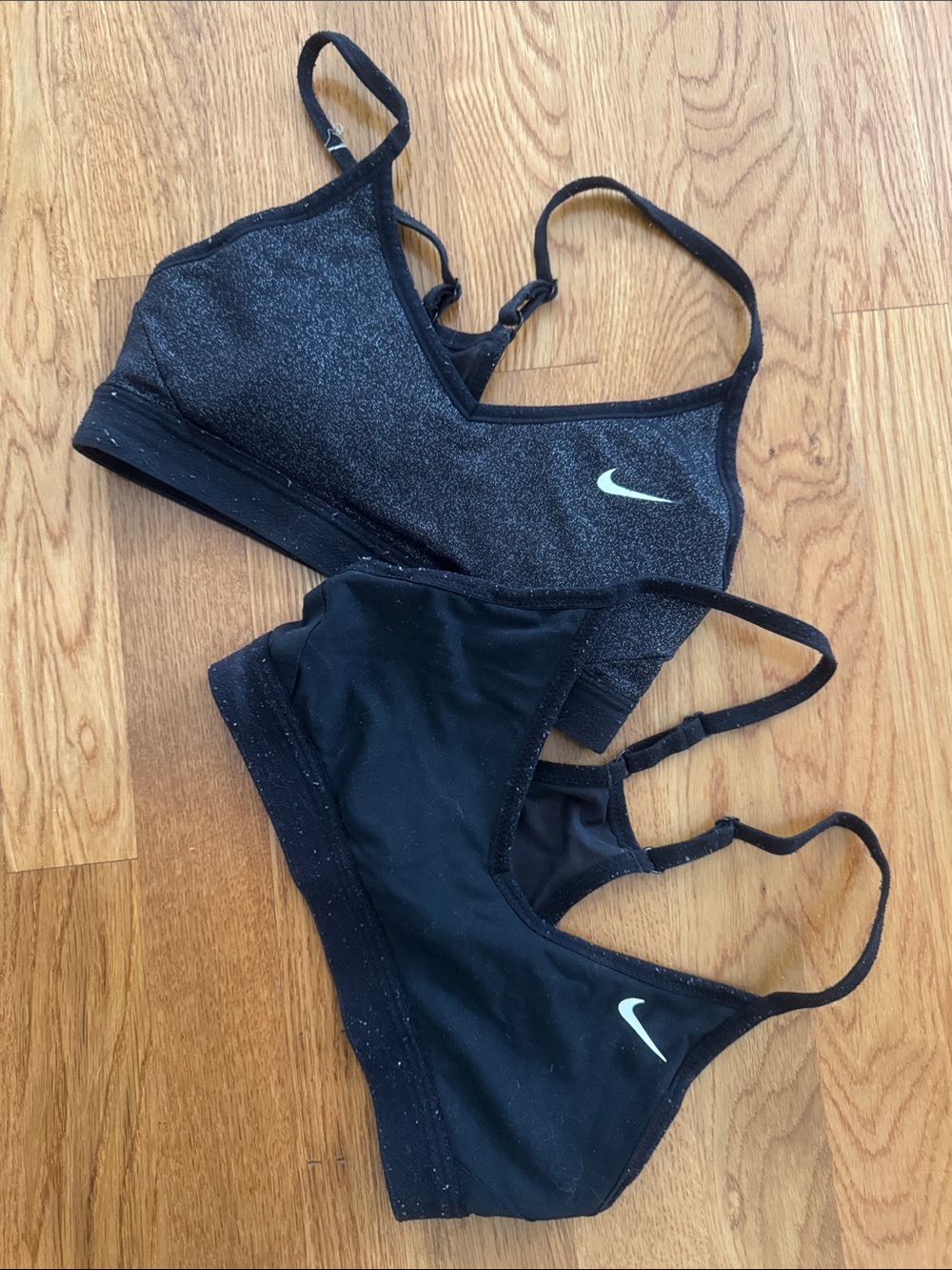 2 Nike Black dri fit Sports Bras with 1 with Metallic Sheen - Duo Pack